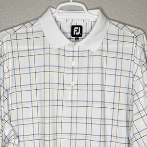 FootJoy Polo Shirt XL White Plaid Vinoy Club 1925 Golf Preppy Country Club
